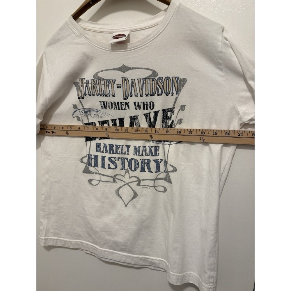 Harley-Davidson Graphic T-Shirt Women Large White Good Rarely Make History Biker - Picture 4 of 9